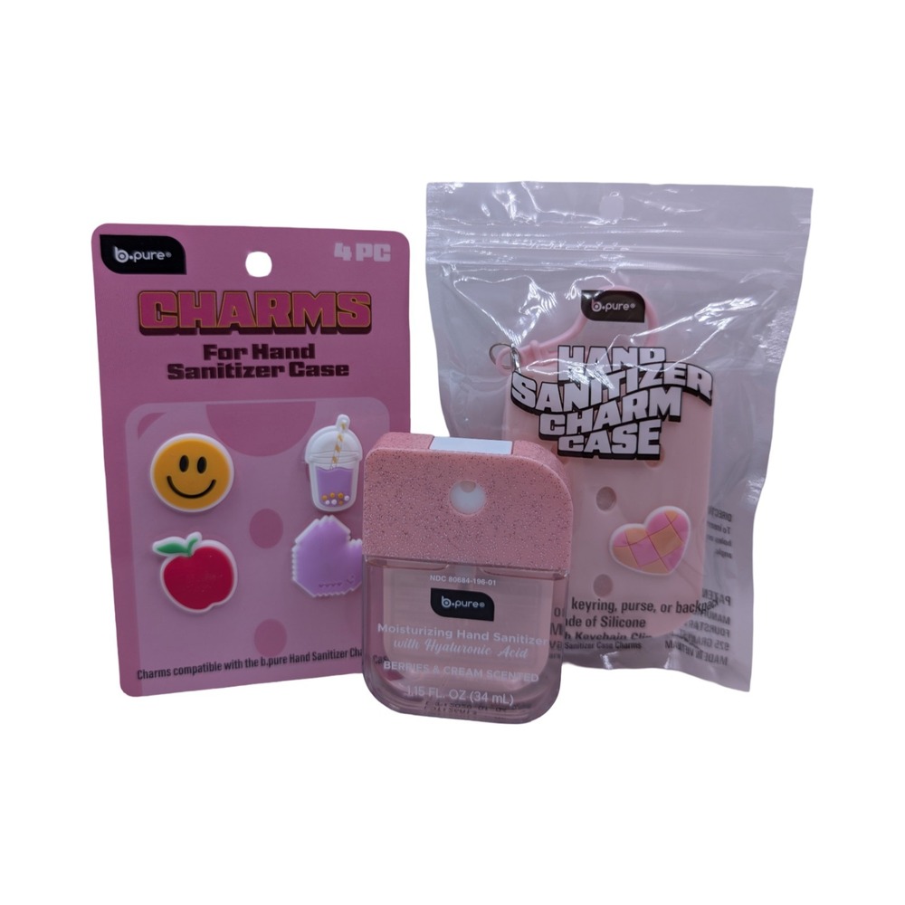 New Biopure Hand Sanitizer Gift Set Charms Silicone Holder Keychain